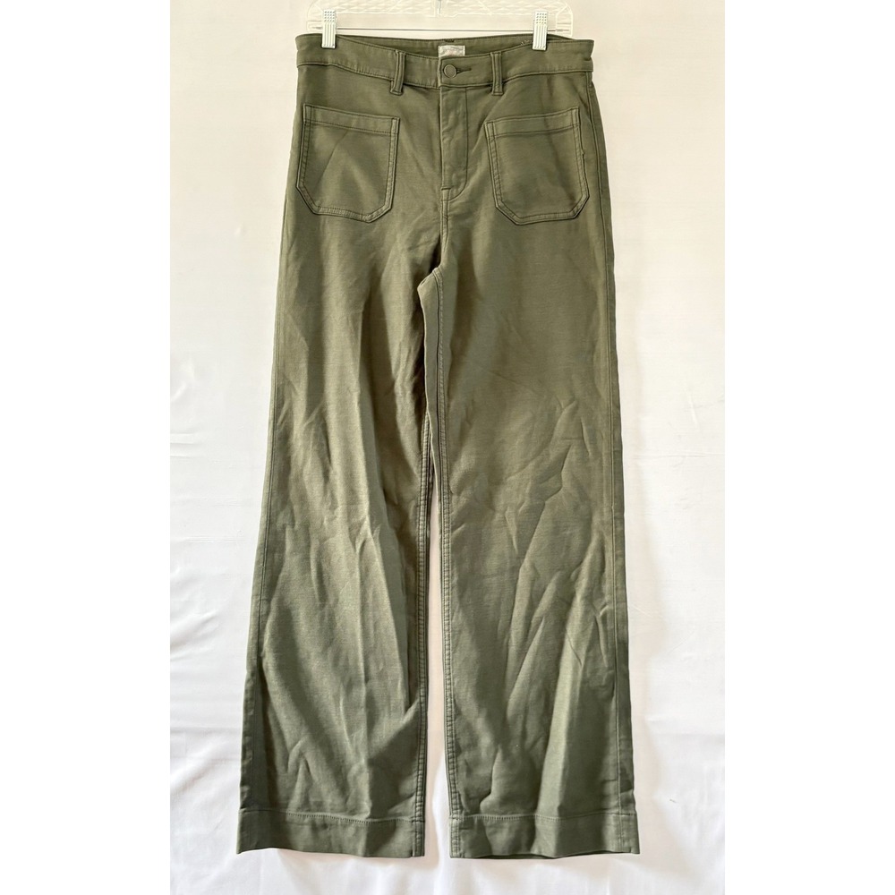 Faherty Brand Olive Green Wide Leg Utility Carpenter Pants Womens High Rise